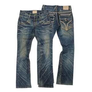Lolita Punk Studded Zip Flare Denim Jeans